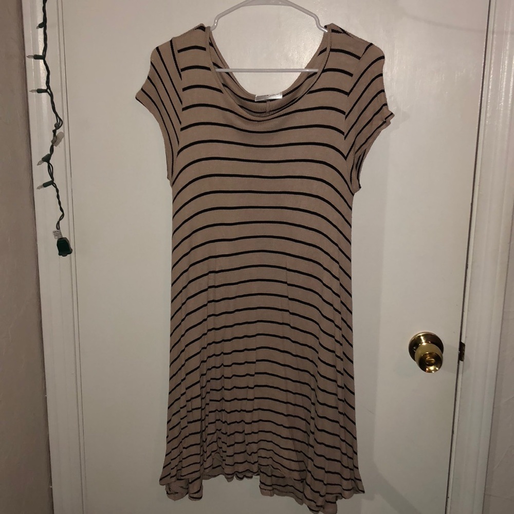 NWOT tan and black striped T-shirt dress!